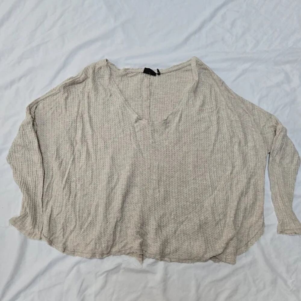 Urban Outfitters Out From Under Tan Scoop Neck Long Sleeve Waffle Knit Top